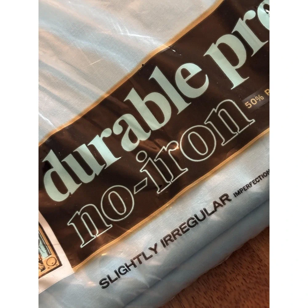 Vintage Durable Press No-Iron Blue Full Flat Sheet 81x104 Combed Percale USA New